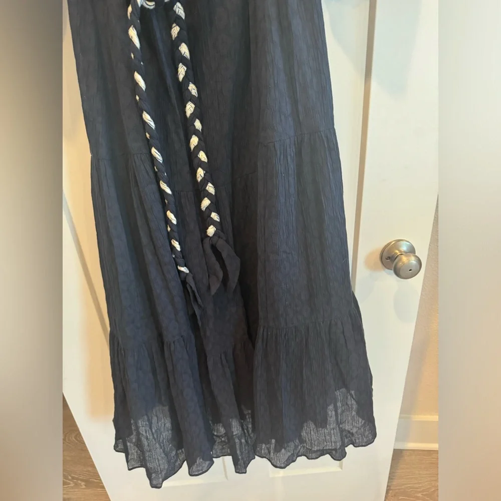 Navy Off-the-Shoulder Maxi Dress w/ Sleeves - Picture 3 of 11